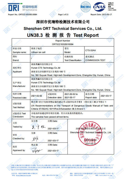 Chiny Hunan CTS Technology Co,.ltd Certyfikaty